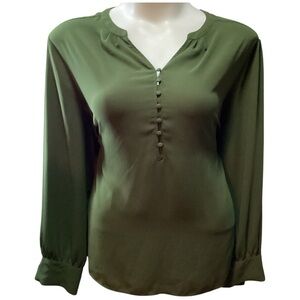 Cato Olive Green Button-Front Blouse Plus Size 4X